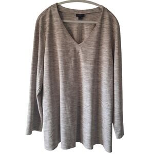 J. Jill Wearever XL Long Tunic Tan Space Dye V-Neck Long Sleeve Coastal Mature